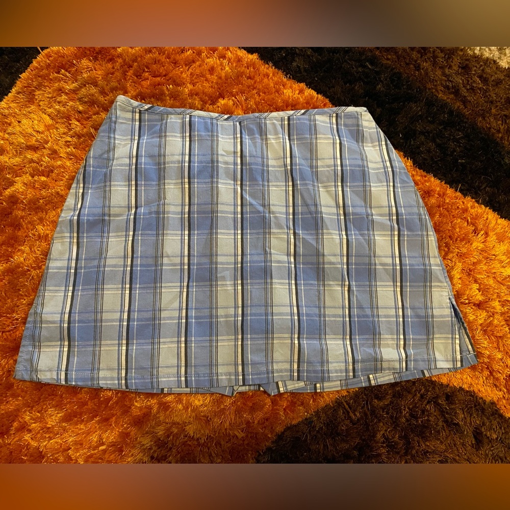 Vintage Y2K, City Streets, Blue Plaid, Mini Skort